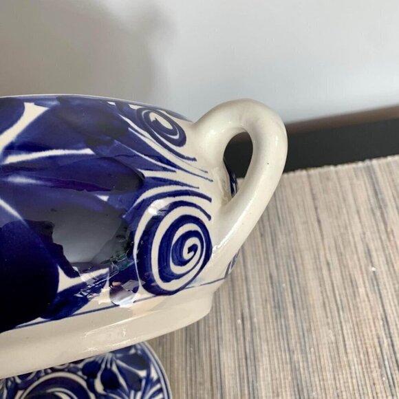 Blue and White Ceramic Soup Tureen Floral - Picture 8 of 9